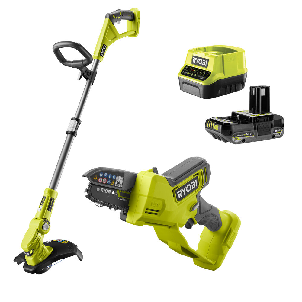 Ryobi ONE+ RY18PSX10ALT1832-120 grensag og gresstrimmer m/batteri