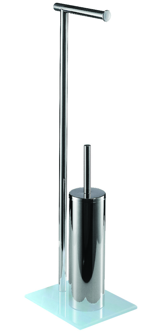 Duxa Premium firkant toalettrullholder på stativ Stativ for toalettrull og toalettbørste i klassisk design i krom utførelse.