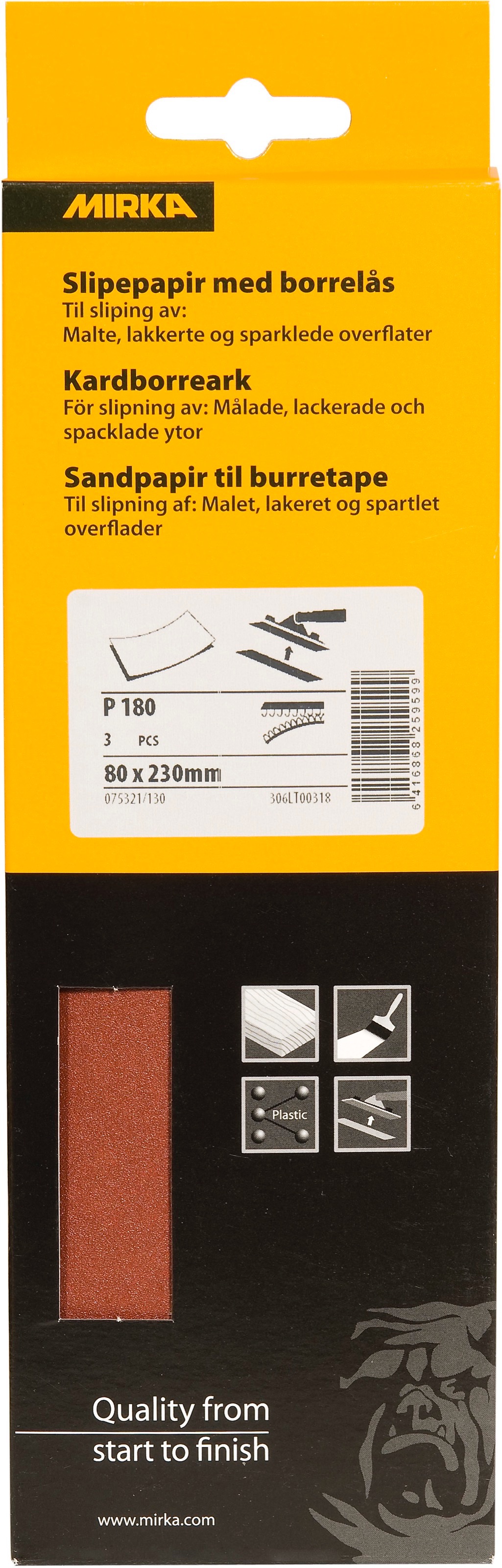 Produkt miniatyrebild Mirka slipepapir 80x230mm Grip P120, 3-P